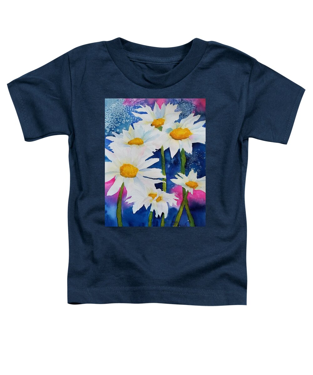 Daisies Toddler T-Shirt featuring the painting Daisies in Navy by Ann Frederick