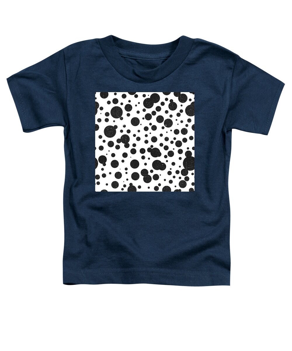 Dots Pattern Toddler T-Shirt featuring the mixed media Dot Pattern 5 - Black, White - Ceramic Tile Pattern - Surface Pattern Design - Mediterranean Pattern by Studio Grafiikka