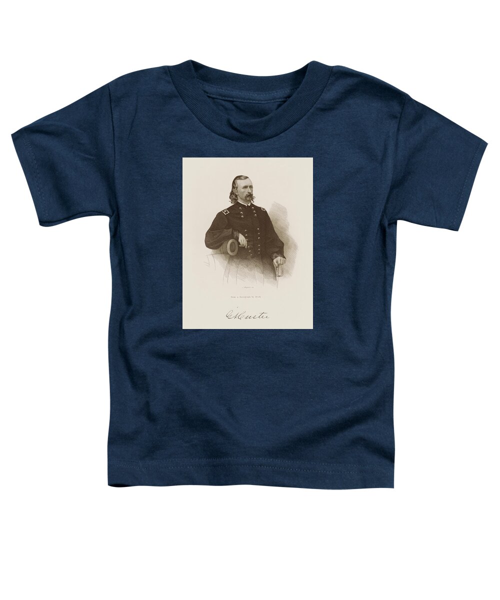 General Custer Toddler T-Shirt featuring the drawing General George Armstrong Custer Engraved Portrait by War Is Hell Store