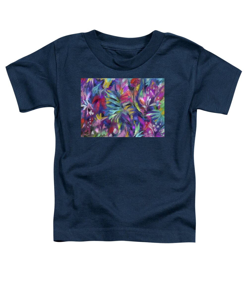 Vibrant Toddler T-Shirt featuring the painting In the Garden of Eden by Jean Batzell Fitzgerald