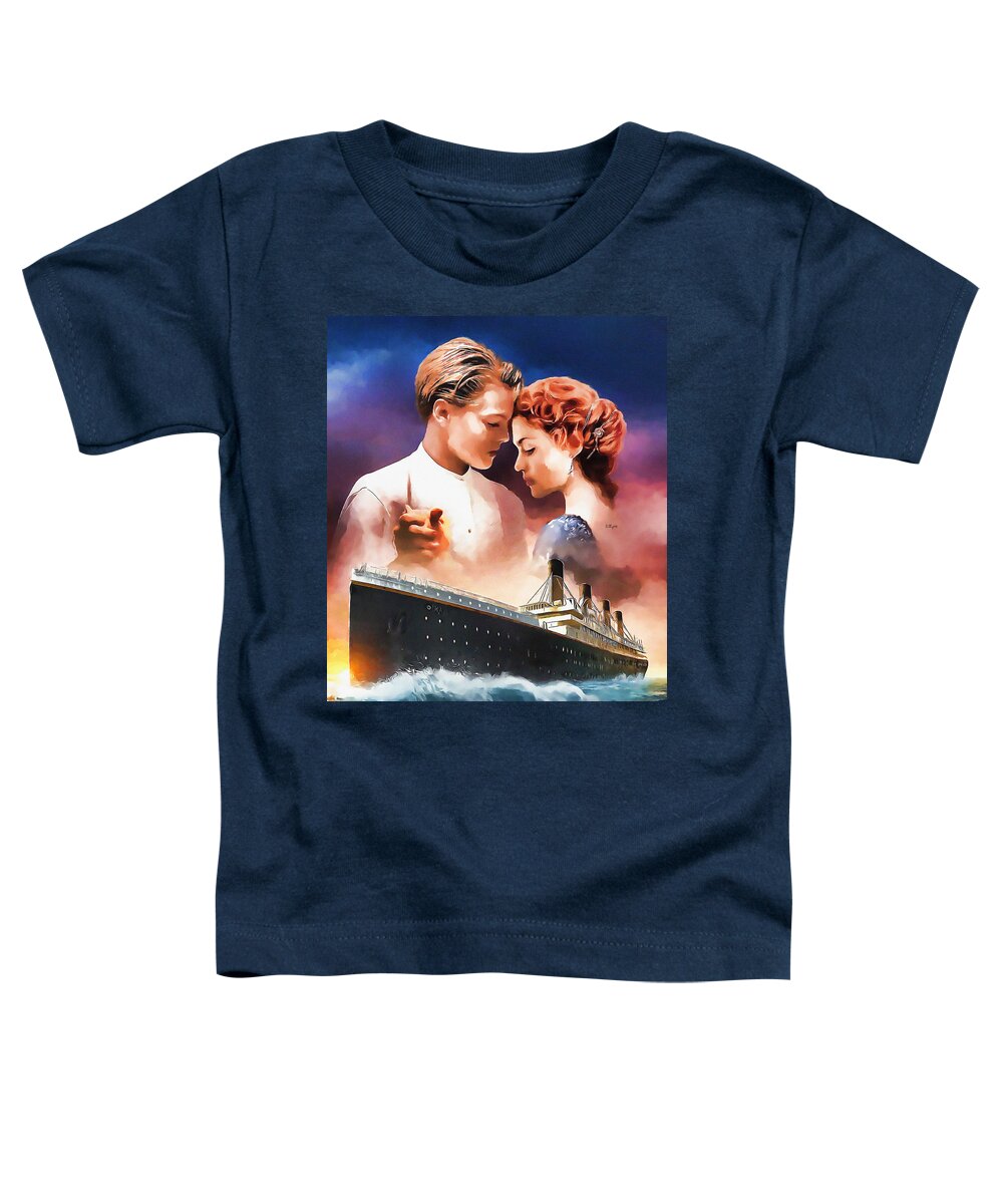 Paint Toddler T-Shirt featuring the painting Jack and Rose - Titanic by Nenad Vasic