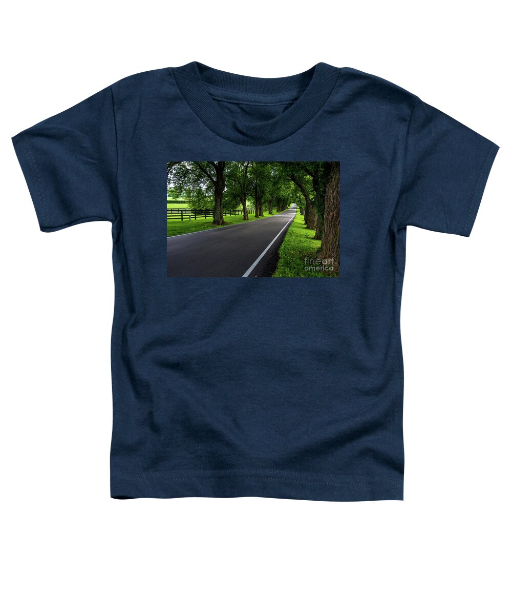 Kentucky Toddler T-Shirt featuring the photograph Kentucky Bluegrass Horse Country - Old Frankfort Pike by Gary Whitton