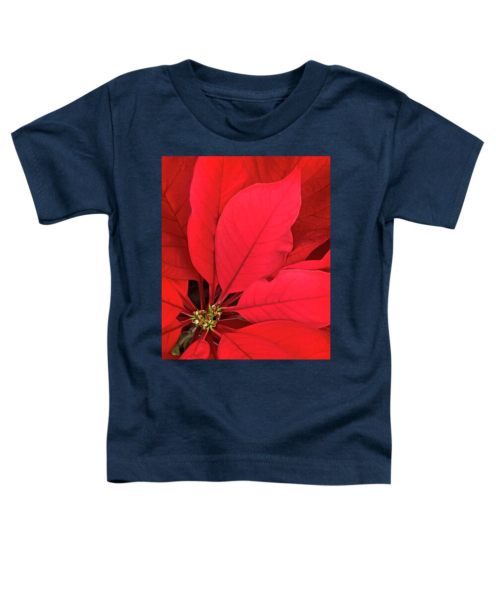 Poinsettia Toddler T-Shirt featuring the photograph Leaves of Fire by Jill Love
