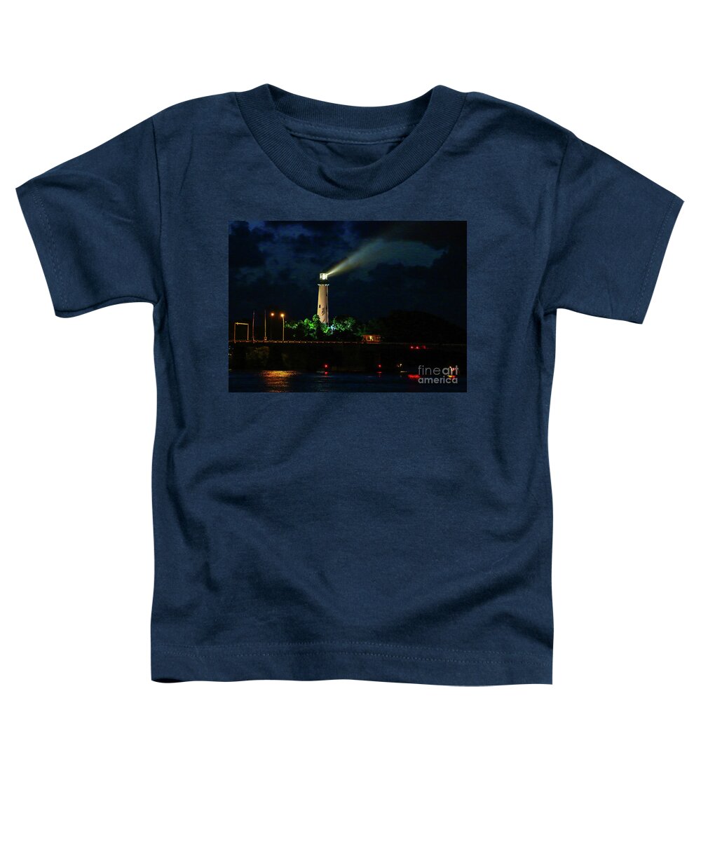 Lighthouse Toddler T-Shirt featuring the photograph Lighthouse Lightbeam by Tom Claud