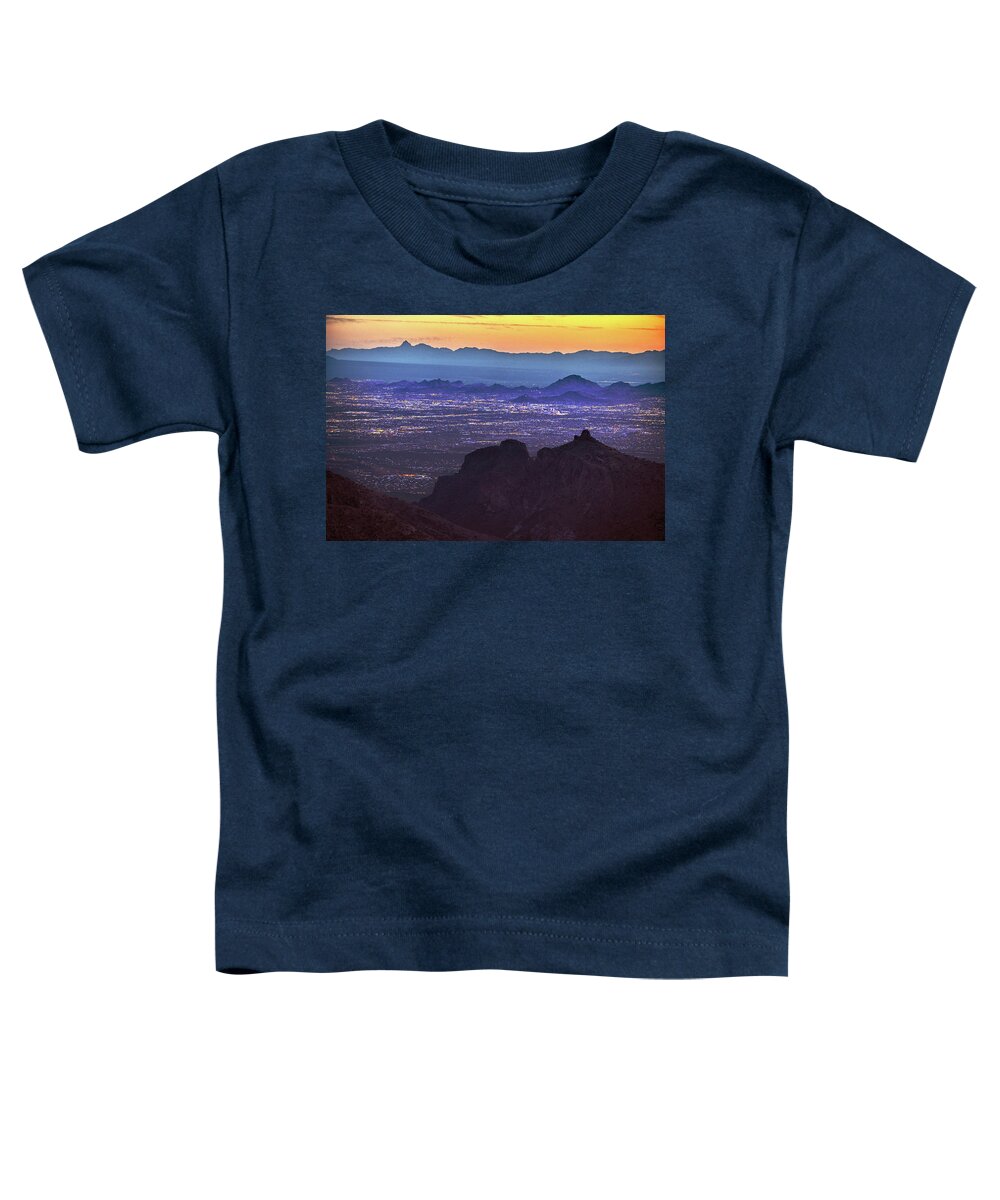 Tucson Toddler T-Shirt featuring the photograph Lights of Tucson at Twilight by Chance Kafka