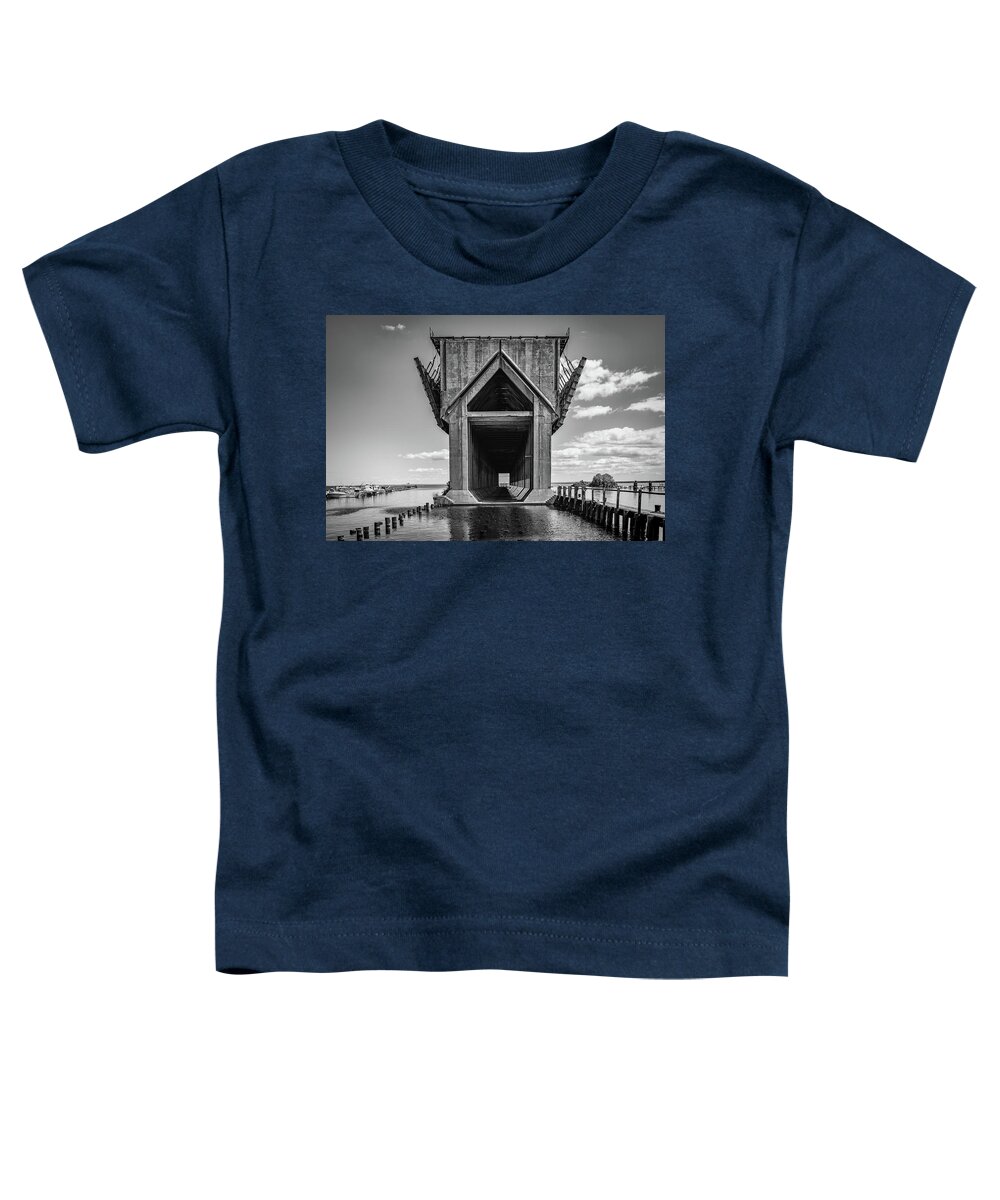 Dock Toddler T-Shirt featuring the photograph Marquette Lower Harbor Ore Dock 3 B W by Paul LeSage