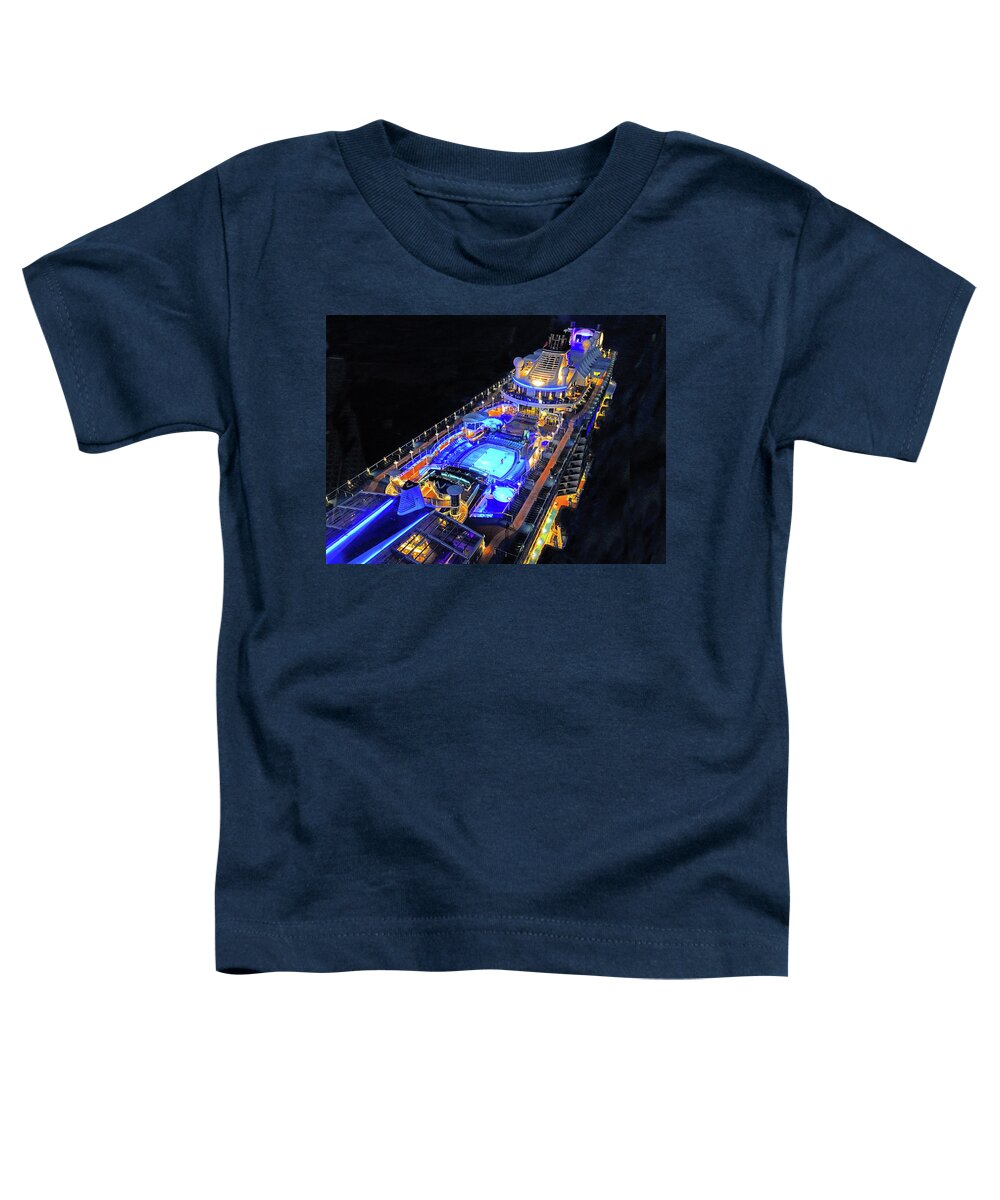 Cruise Ship Toddler T-Shirt featuring the photograph Mega Cruise Ship at Night by Dennis Cox Photo Explorer