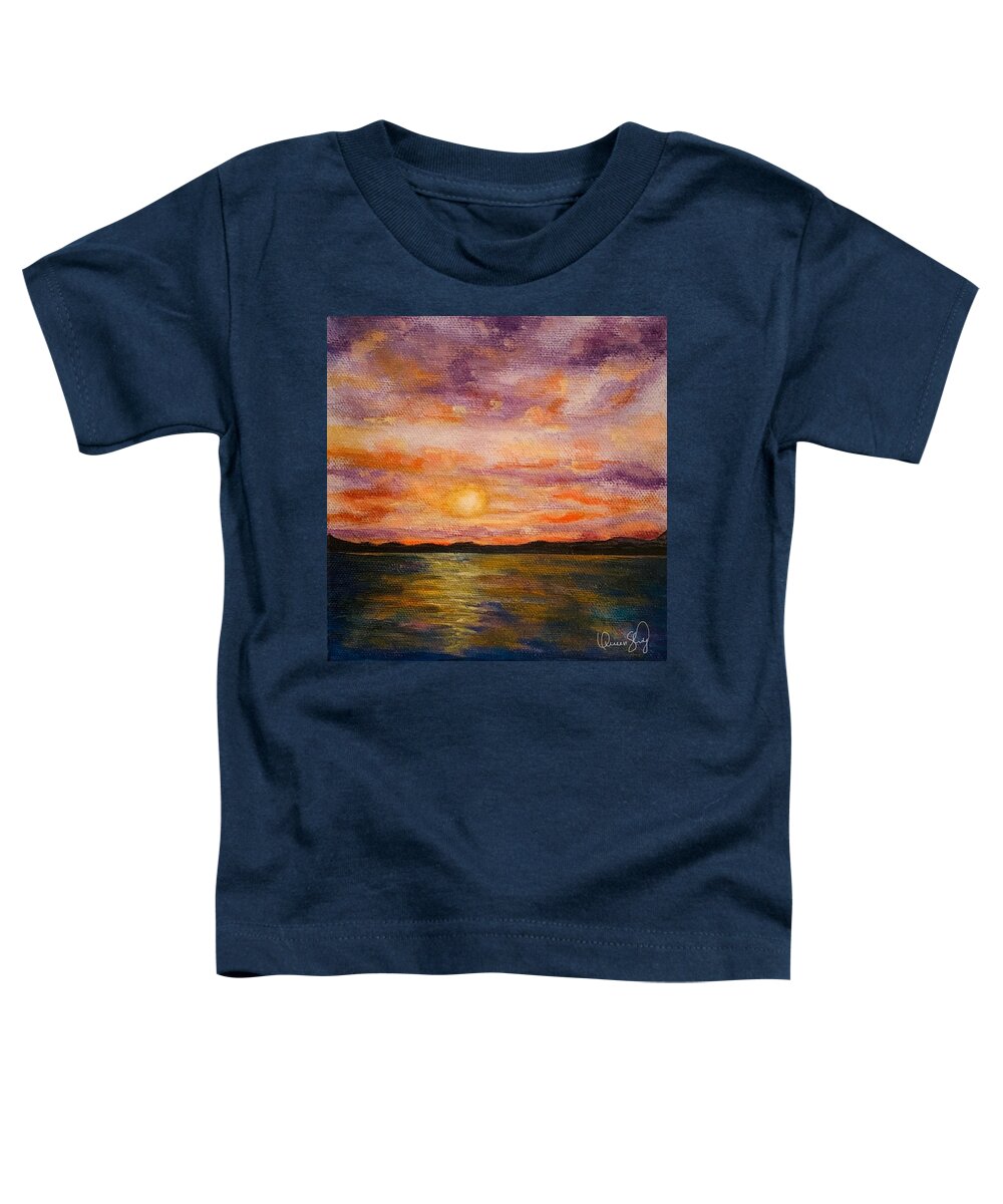 Seascape Toddler T-Shirt featuring the painting Ocean Sunset II by Queen Gardner