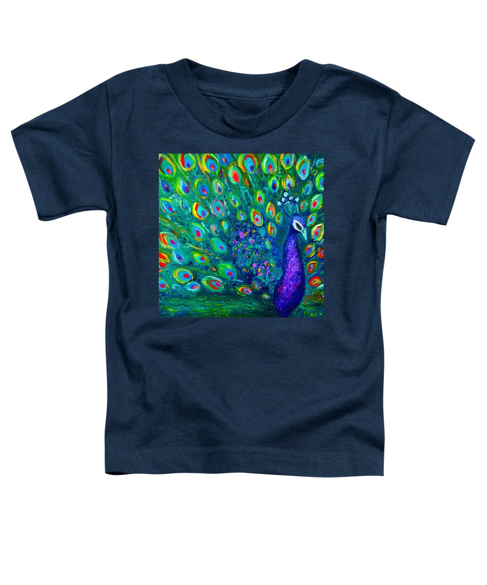 Peacock Toddler T-Shirt featuring the painting Penny by Chiara Magni