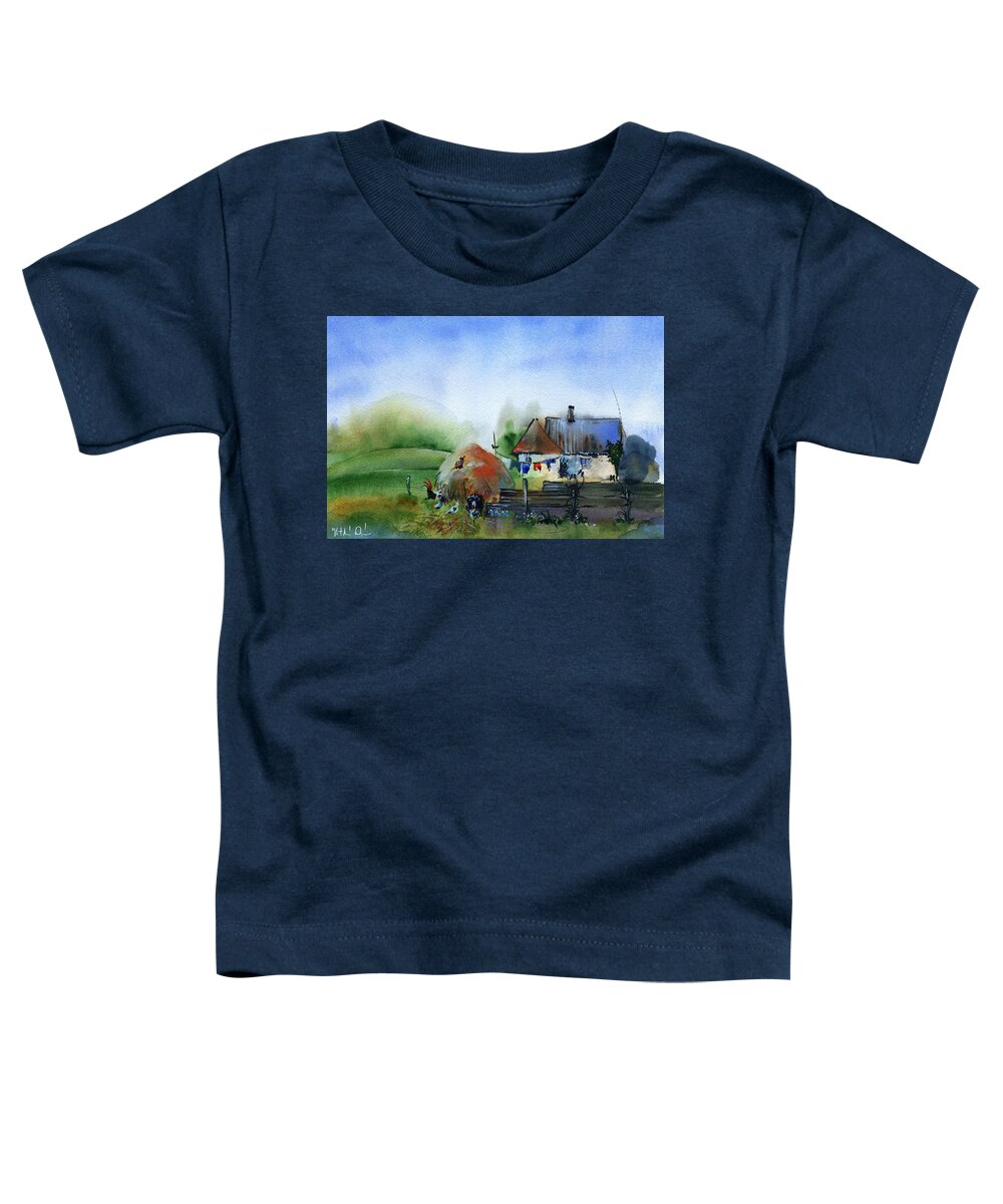 Landscape Toddler T-Shirt featuring the painting Rural Countryside by Dora Hathazi Mendes