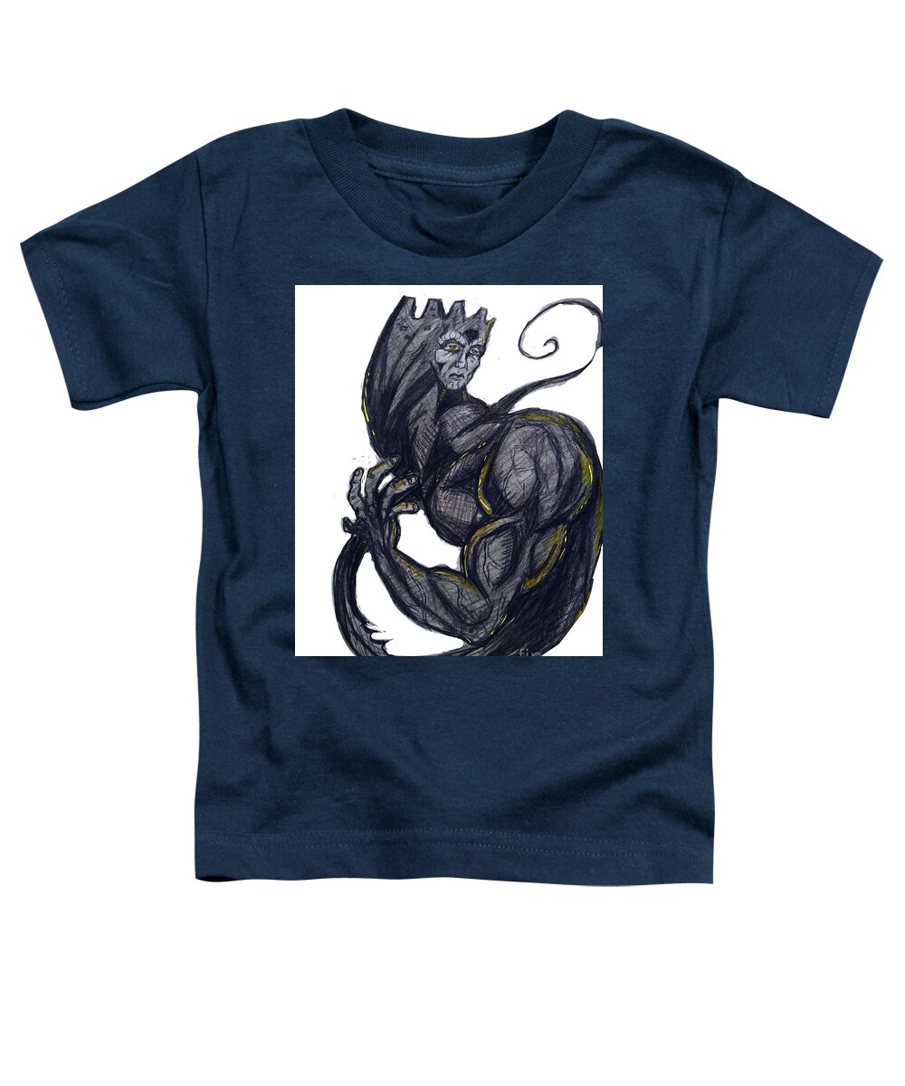 Gargoyles Toddler T-Shirt featuring the drawing Sleepy gargoyle by Mark Bradley