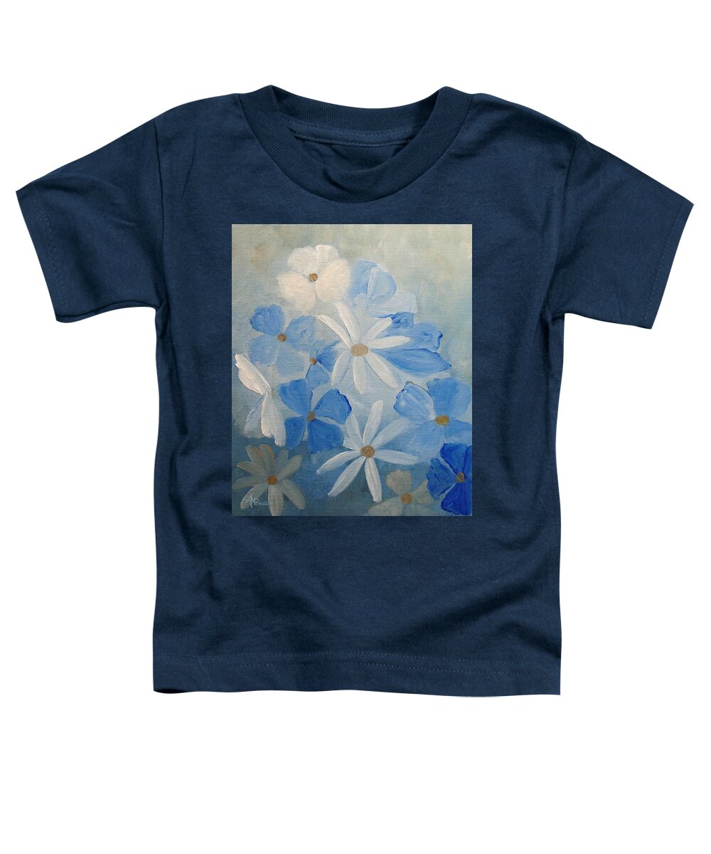 Pansies Toddler T-Shirt featuring the painting Soothing Blue by Angeles M Pomata
