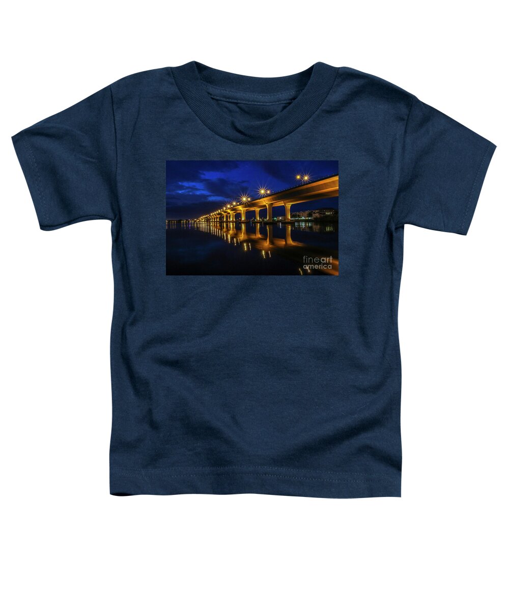 Bridge Toddler T-Shirt featuring the photograph Sparkling Bridge Lights by Tom Claud