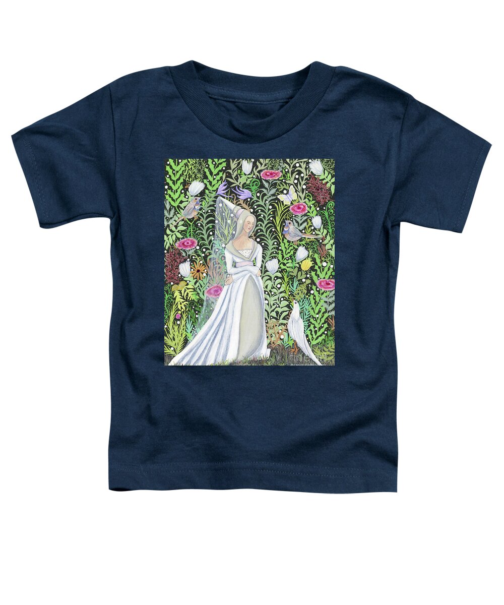 Lise Winne Toddler T-Shirt featuring the painting The Lady Vanity Takes a Break From Mirroring to Dream of an Unusual Garden by Lise Winne