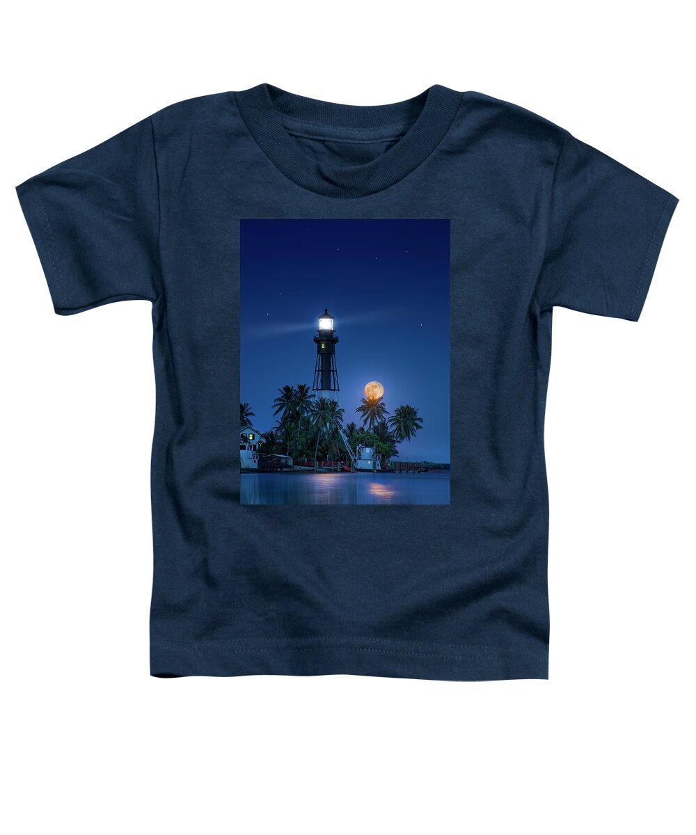 Lighthouse Toddler T-Shirt featuring the photograph Voyager's Moon by Mark Andrew Thomas