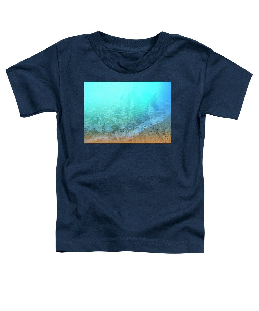 Dreamland Toddler T-Shirt featuring the mixed media Wild Horses On Dreamland Beach by Johanna Hurmerinta