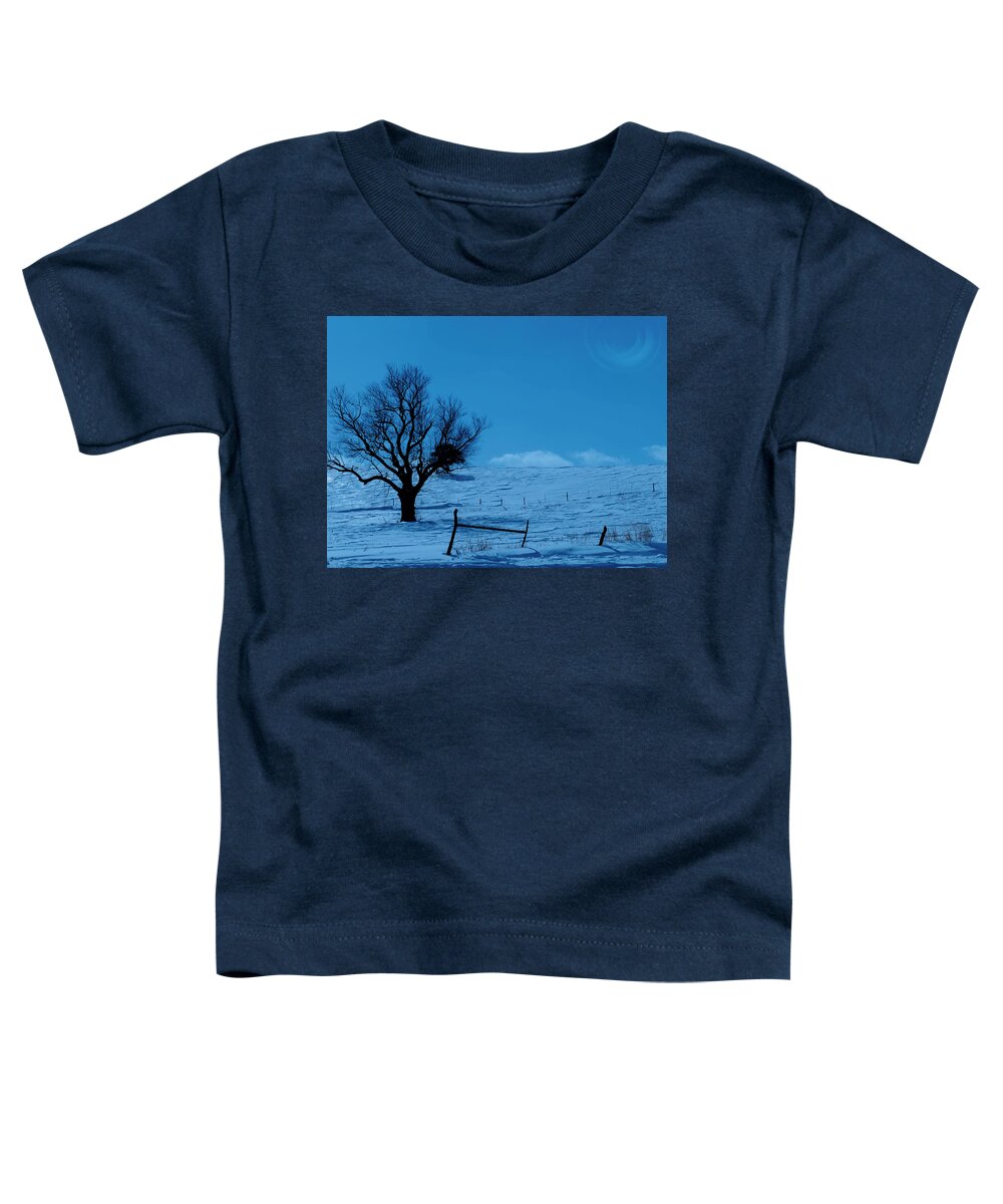 Winter Toddler T-Shirt featuring the photograph Winter Moon Light Landscape by Sandra J's