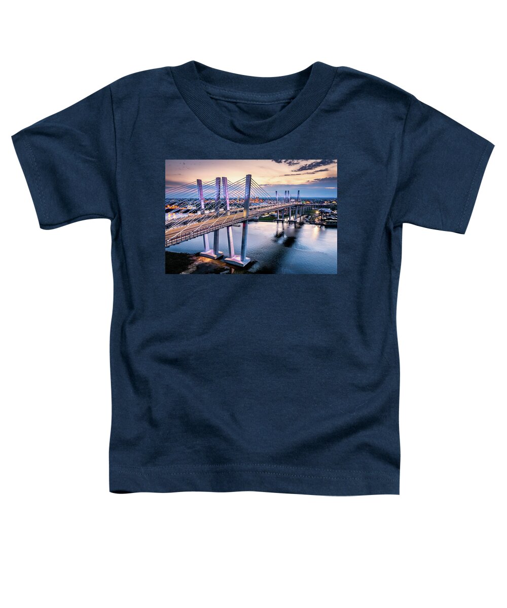Goethals Toddler T-Shirt featuring the photograph Aerial view of the New Goethals Bridge #1 by Mihai Andritoiu