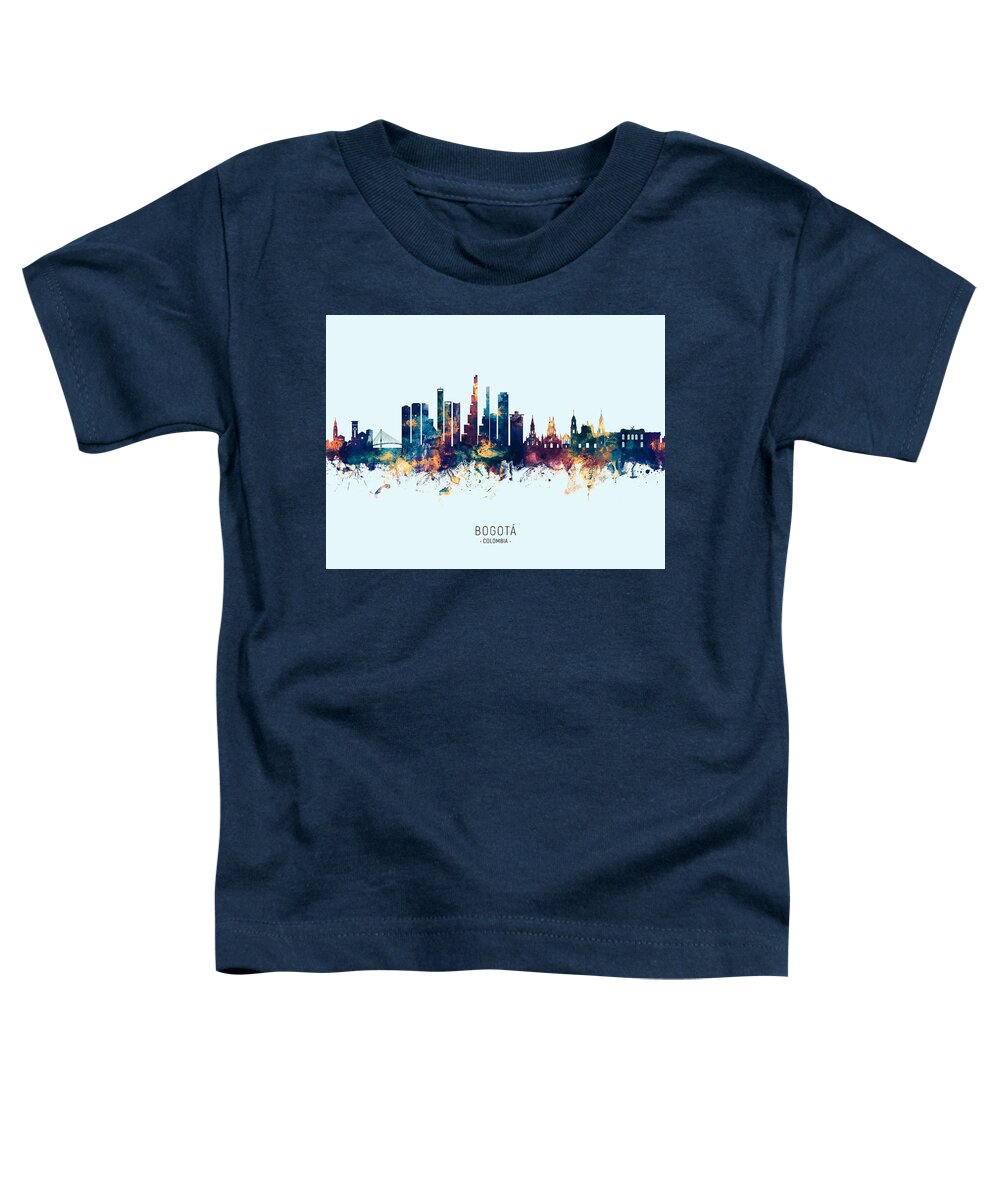 Bogotá Toddler T-Shirt featuring the digital art Bogota Colombia Skyline #13 by Michael Tompsett
