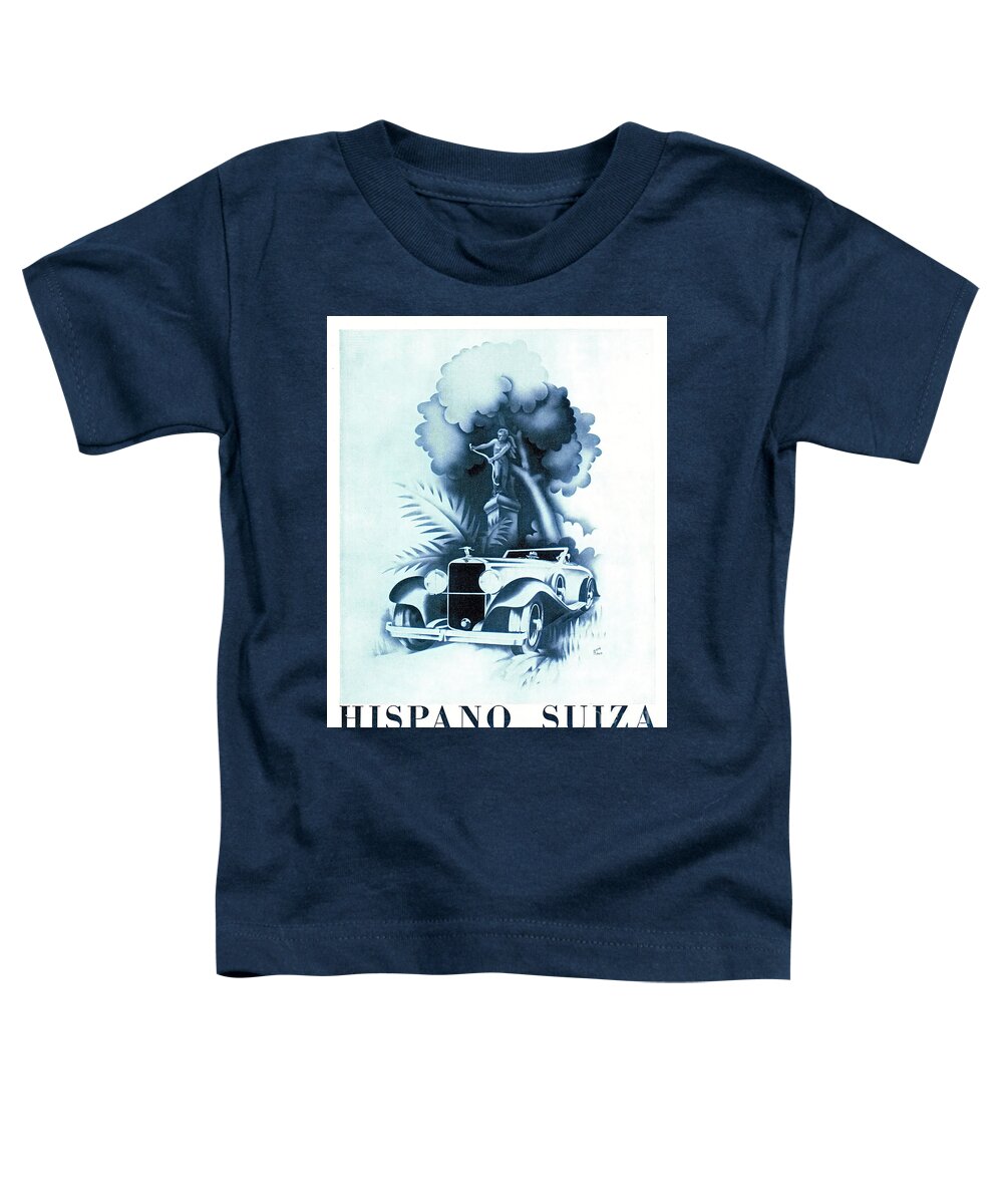 1930s Toddler T-Shirt featuring the mixed media 1930s Hispano Suiza advertisement by Rene Ravo