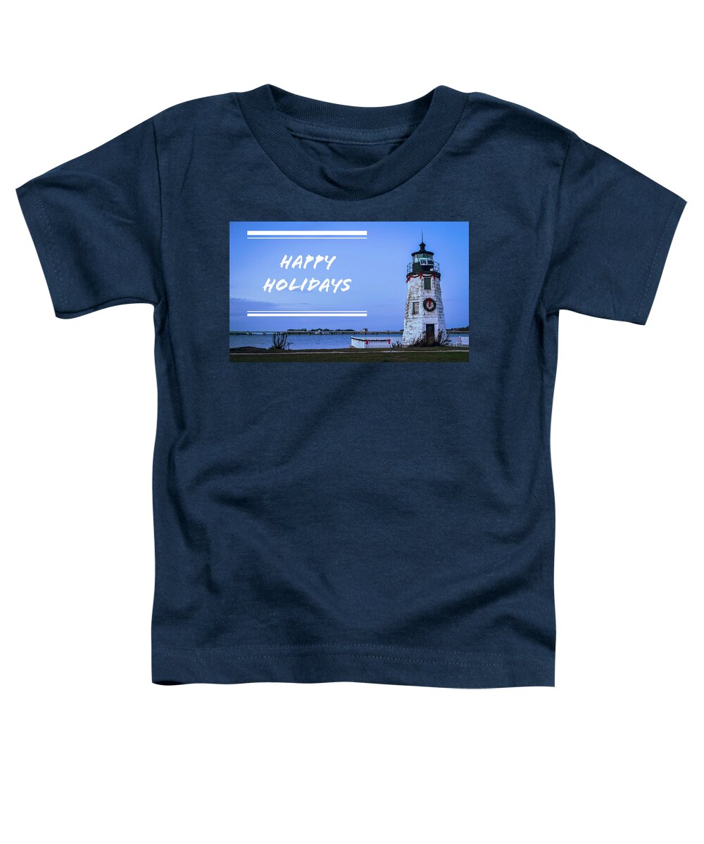 Happy Holidays From Goat Island Lighthouse Toddler T-Shirt featuring the photograph Happy Holidays from Goat Island Lighthouse #2 by Christina McGoran