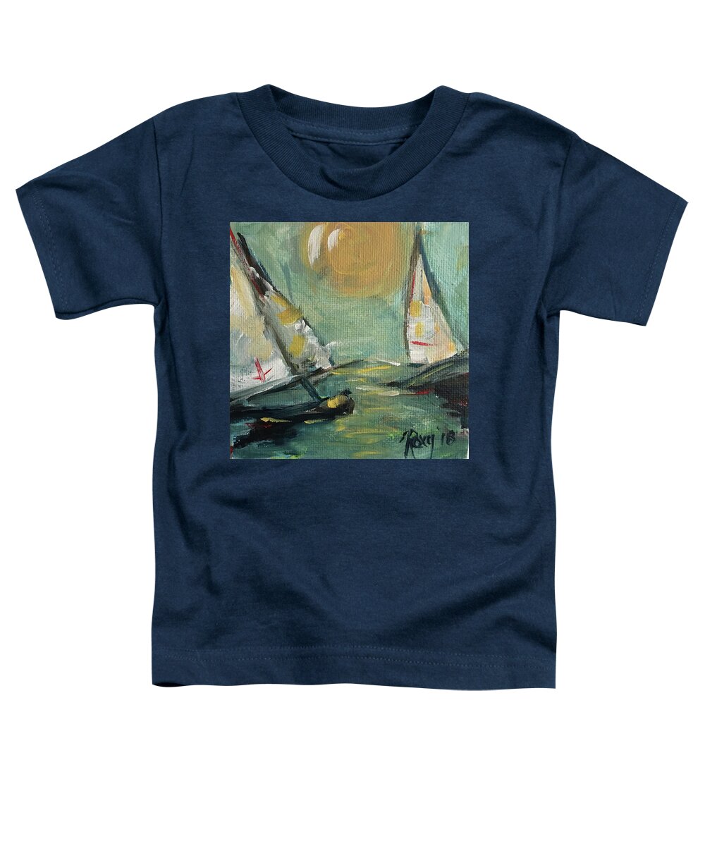 Sailboat Painting Toddler T-Shirt featuring the painting Sunny Sails #2 by Roxy Rich