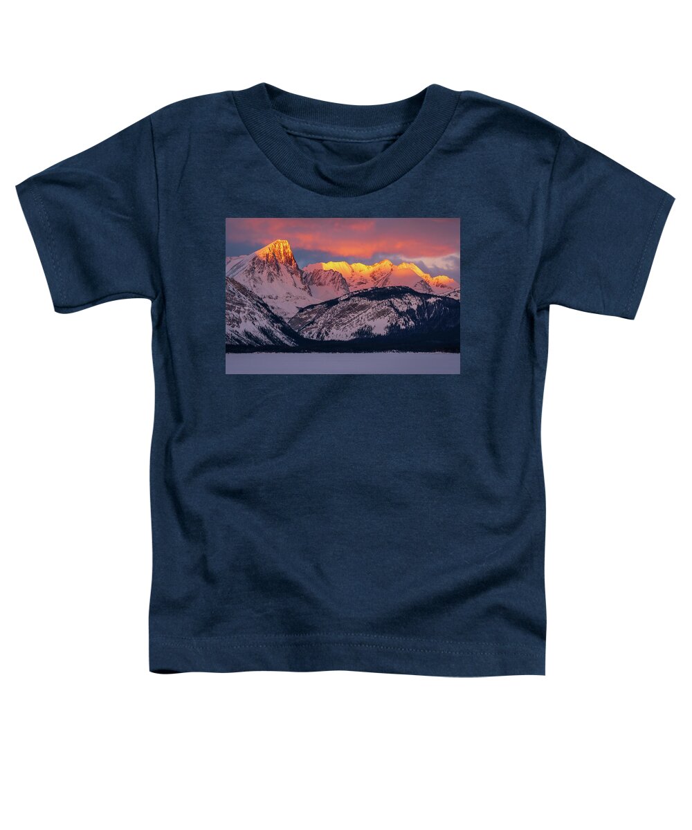 Sunrise - Dawn Toddler T-Shirt featuring the photograph Winter Sunrise-Upper Kananaskis Lake, Canadian Rockies, Alberta, Canada. #3 by Yves Gagnon