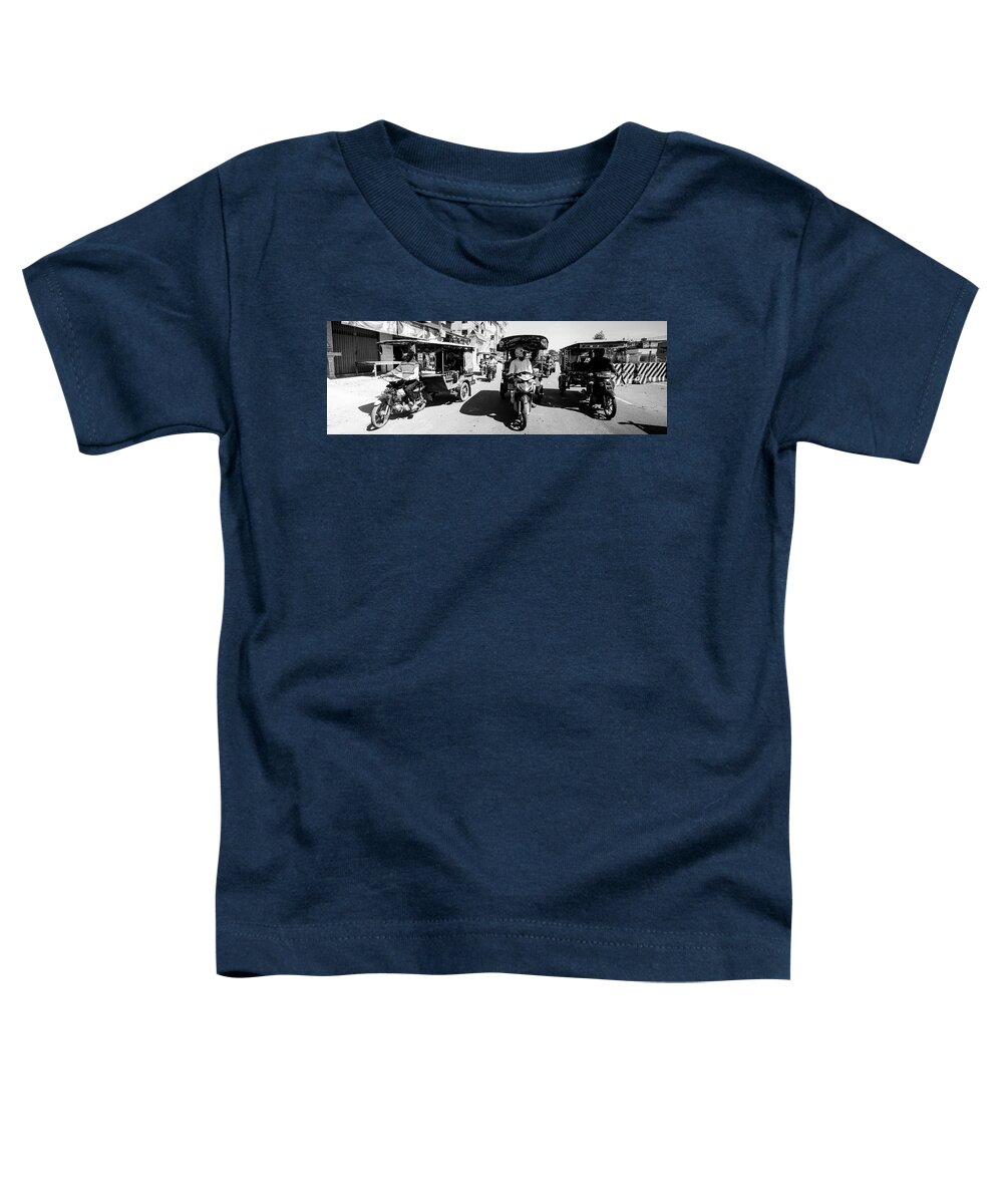 Panoramic Toddler T-Shirt featuring the photograph Siem Reap cambodia street motorbikes #5 by Sonny Ryse