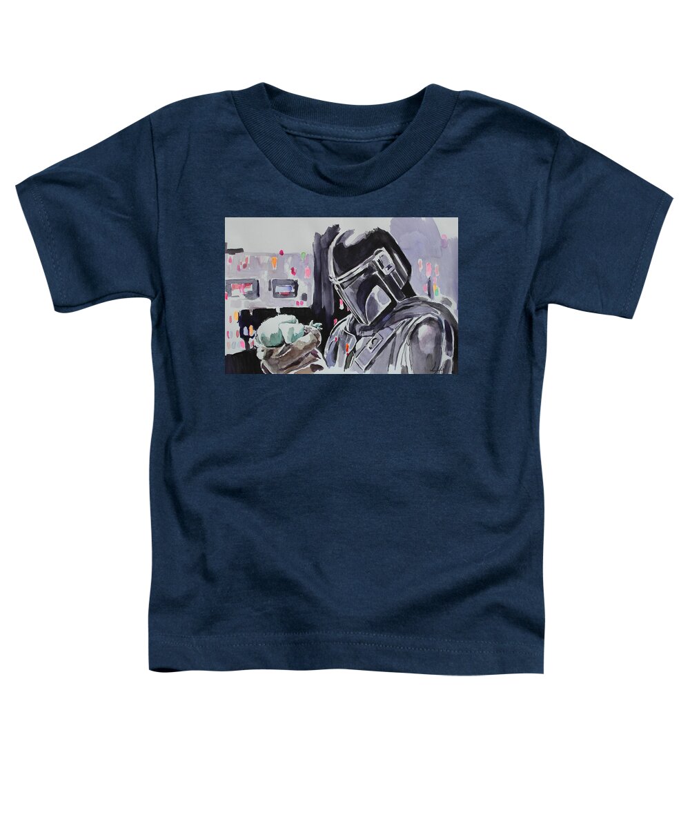 Starwars Toddler T-Shirt featuring the painting Starwars,the Mandolorian series #5 by Lucia Hoogervorst