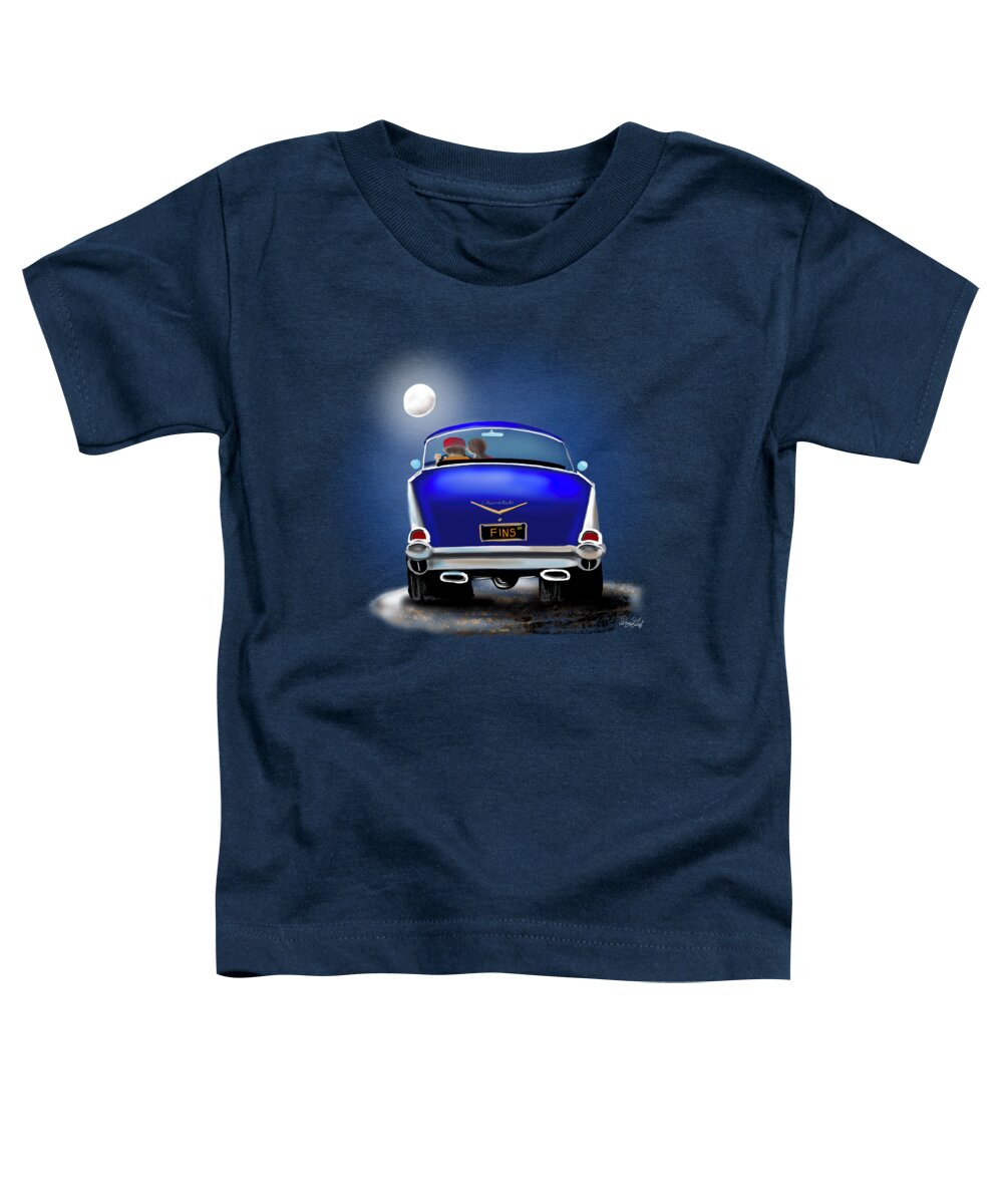 55 Toddler T-Shirt featuring the digital art 57 Bel Air Watching the Moon Set by Doug Gist