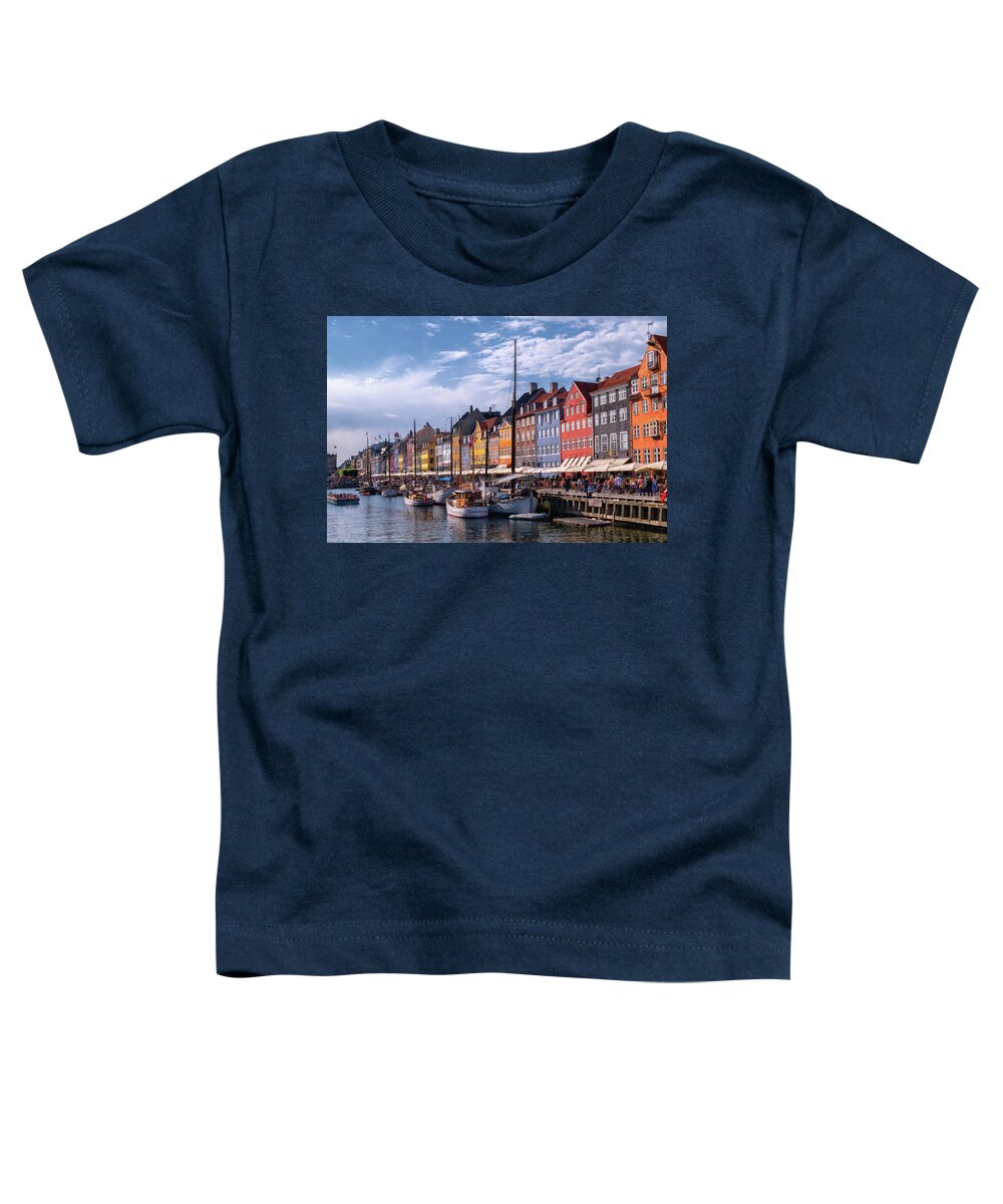 Nordic Toddler T-Shirt featuring the photograph Colorful buildings of Nyhavn in Copenhagen, Denmark #6 by Elenarts - Elena Duvernay photo