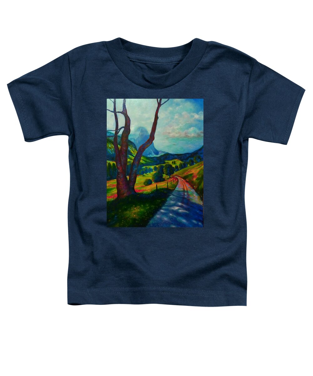 Emery Franklin Landscape Toddler T-Shirt featuring the painting A Walk Through The Mountains by Emery Franklin