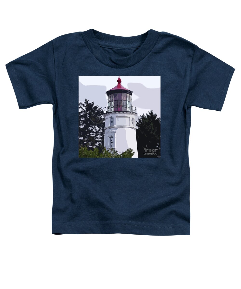 Cape-meares Toddler T-Shirt featuring the digital art Abstract Cape Meares Lighthouse by Kirt Tisdale