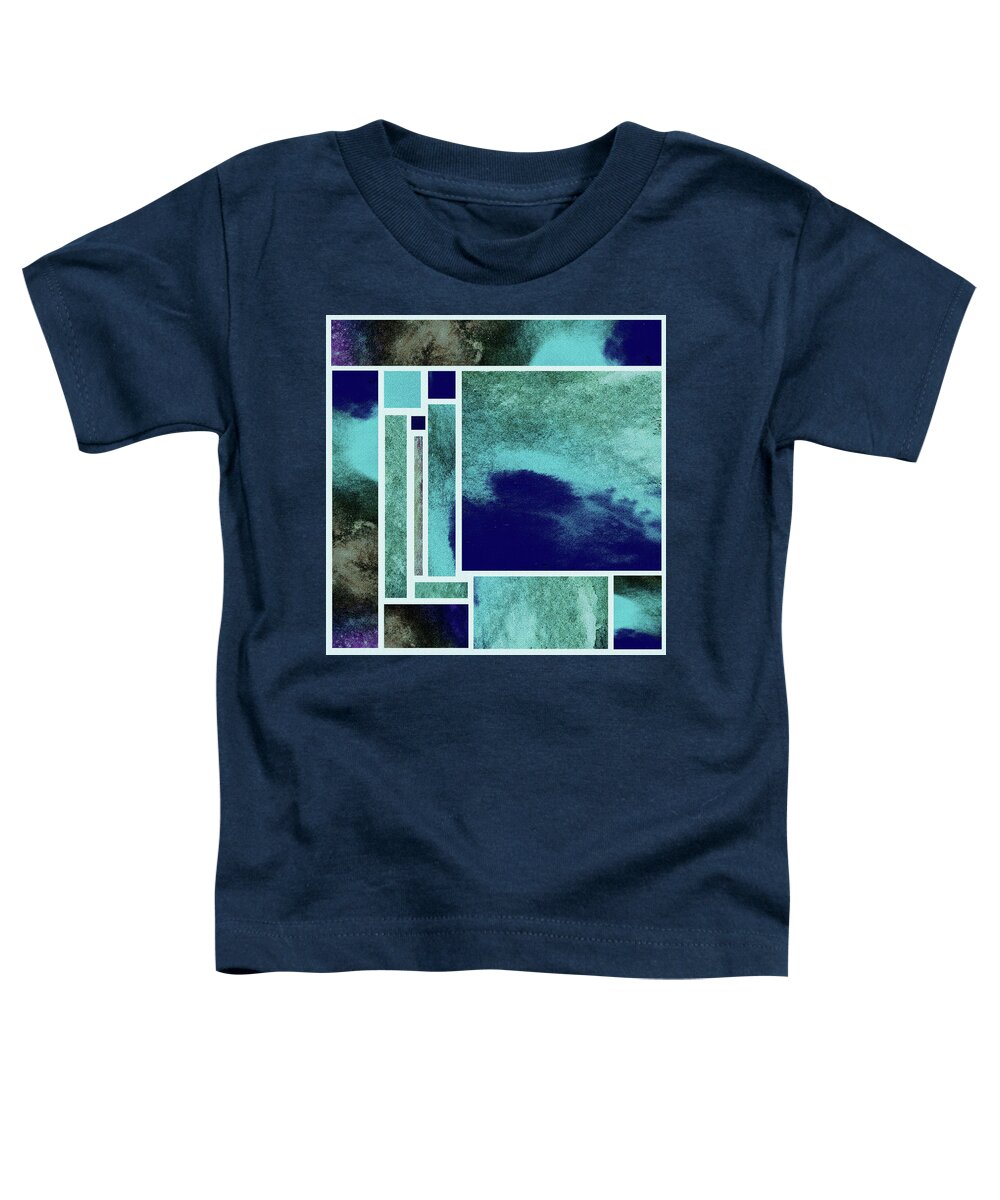 Teal Toddler T-Shirt featuring the painting Abstract Window In Teal Turquoise And Blue by Irina Sztukowski