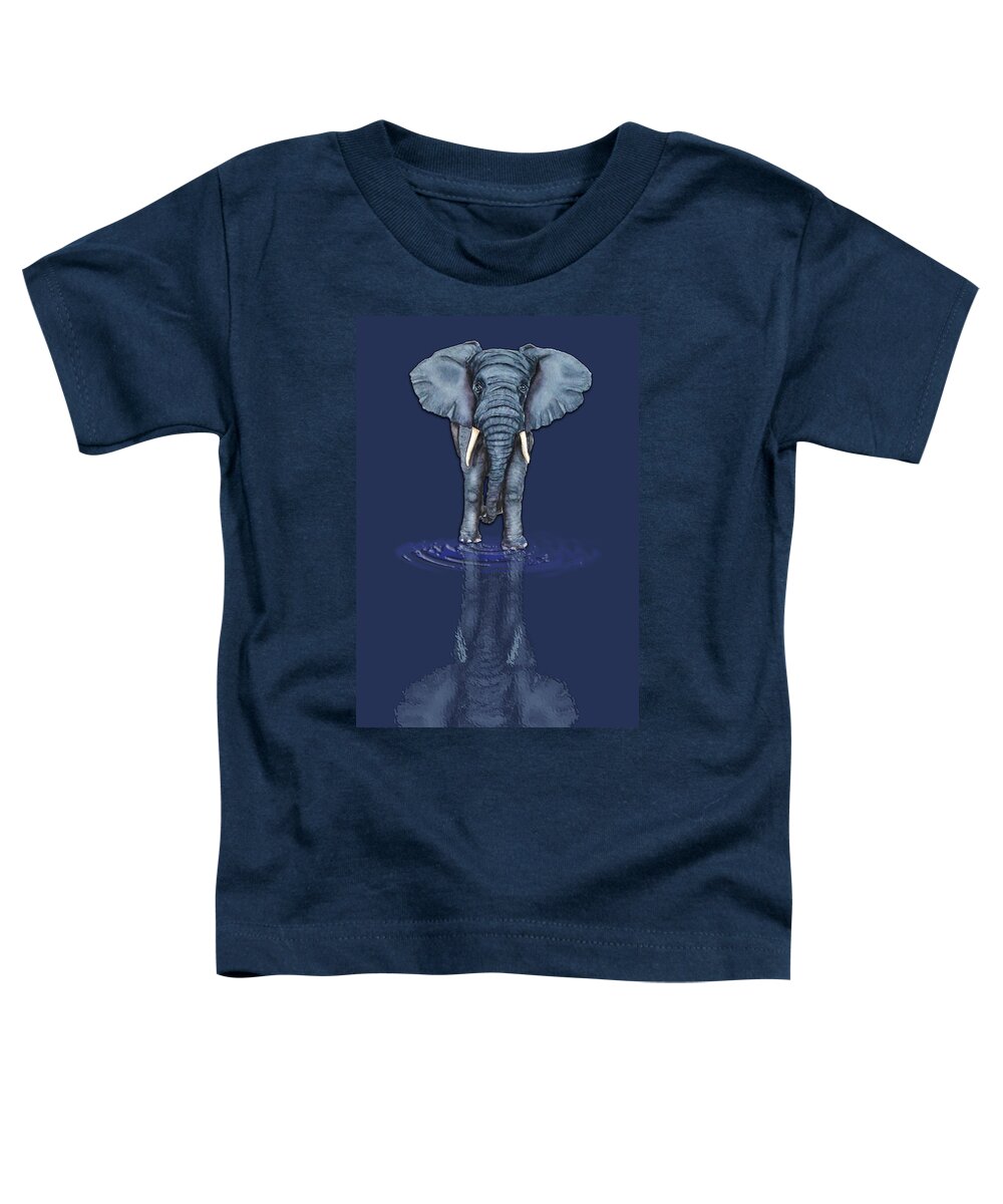 African Elephant Toddler T-Shirt featuring the mixed media African Elephant's Reflection by Kelly Mills