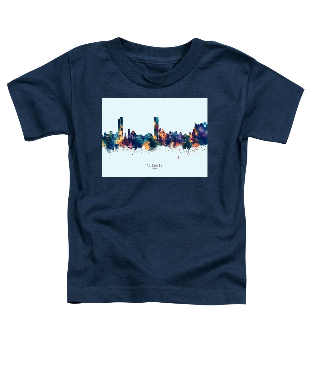 Alicante Toddler T-Shirt featuring the digital art Alicante Spain Skyline #19 by Michael Tompsett