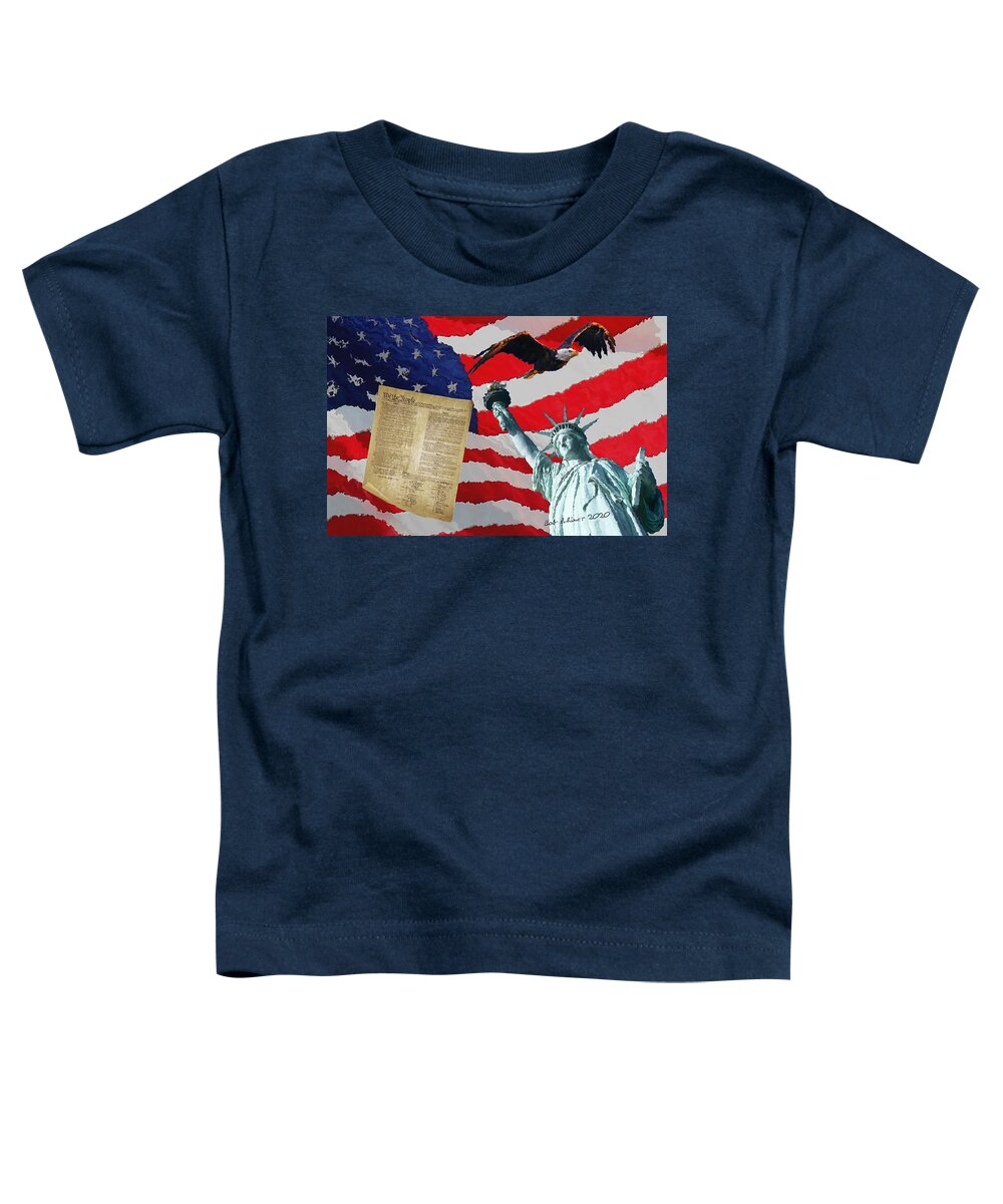 Digital America Patriotic Toddler T-Shirt featuring the digital art America by Bob Shimer