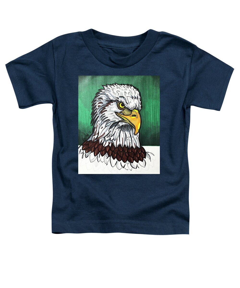 American Bald Eagle Toddler T-Shirt featuring the drawing American Bald Eagle by Creative Spirit