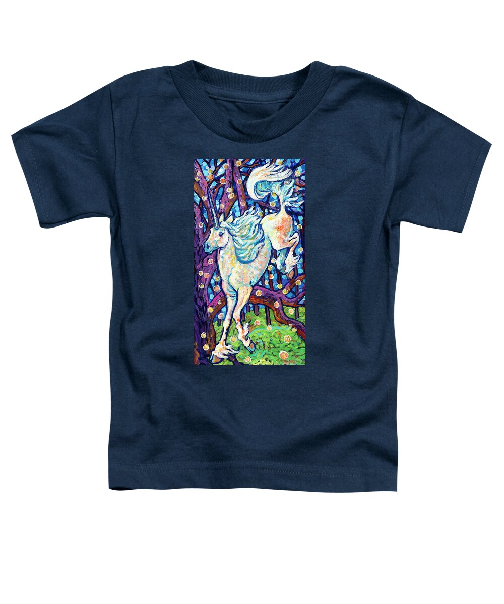 Unicorn Toddler T-Shirt featuring the painting Among the Will o'the Wisps by Jenn Cunningham