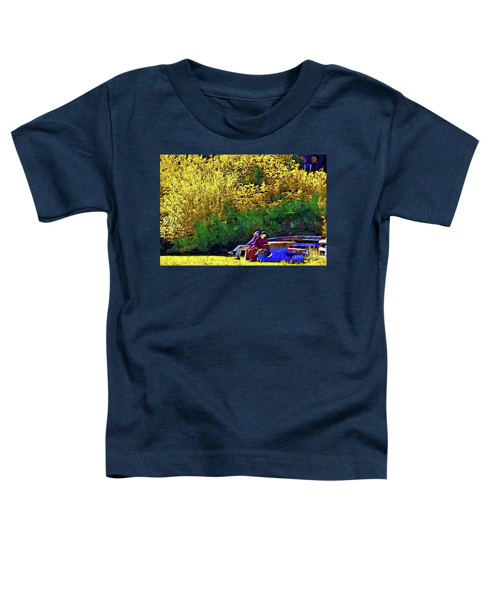 Park Toddler T-Shirt featuring the painting Couple In The Park by Kirt Tisdale