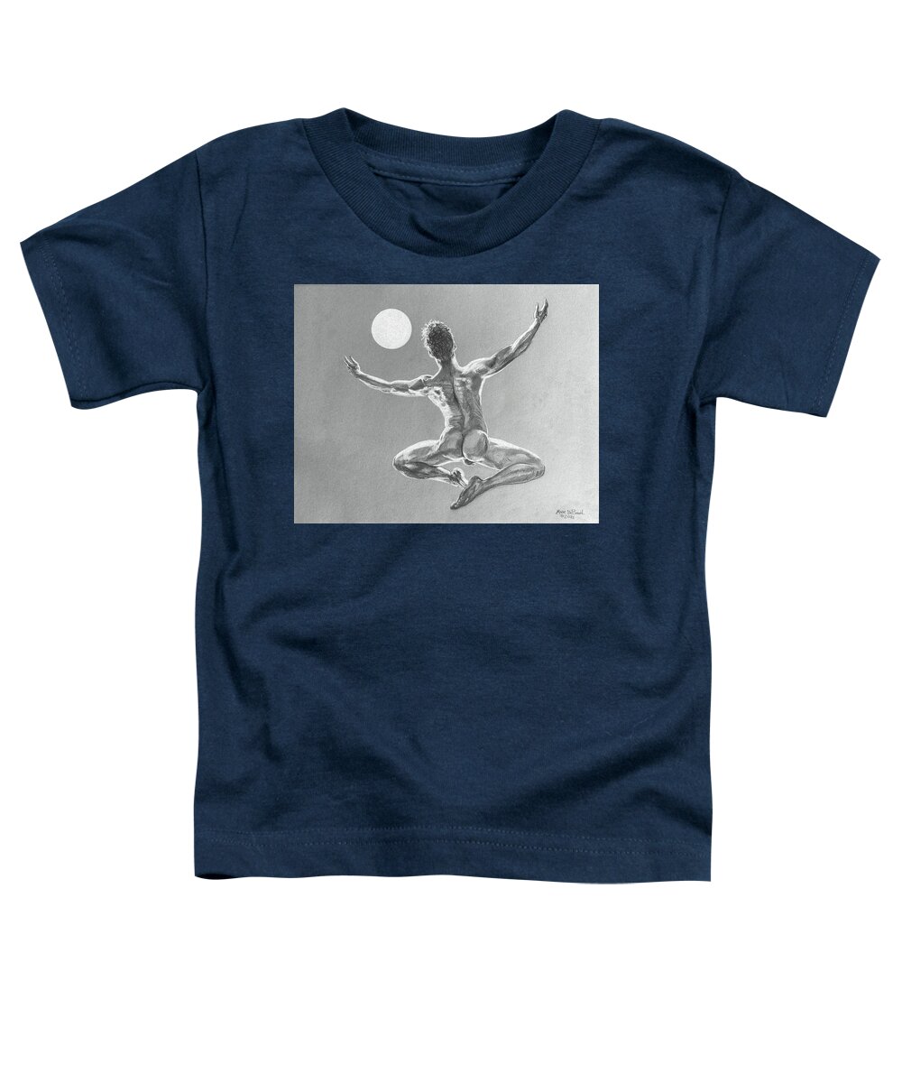 Male Nude Toddler T-Shirt featuring the drawing APlace under the Sun by Marc DeBauch