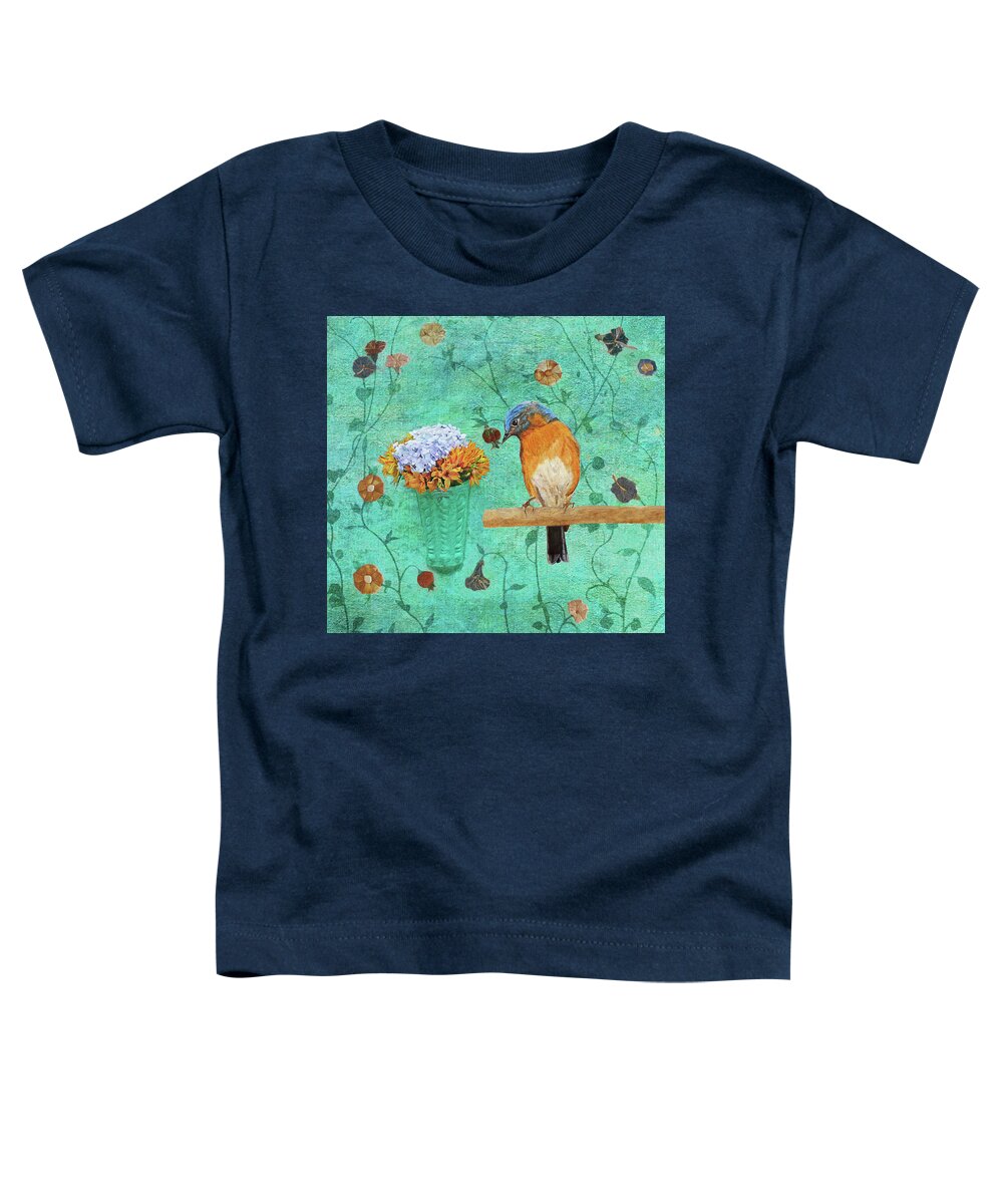 Bluebird Toddler T-Shirt featuring the painting Wrapped In Flowers by Angeles M Pomata