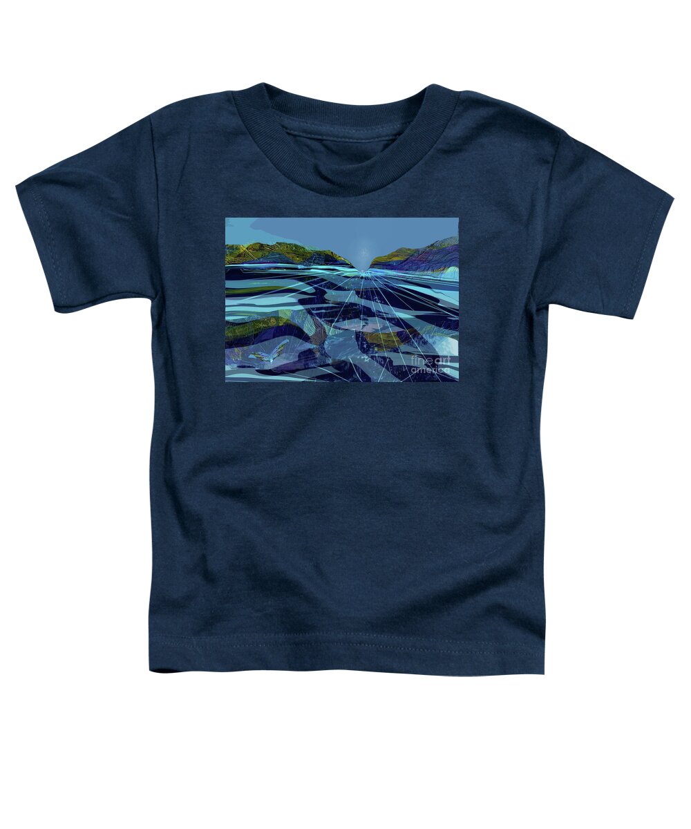 Asheville Toddler T-Shirt featuring the mixed media Asheville- The River Runs North by Zsanan Studio
