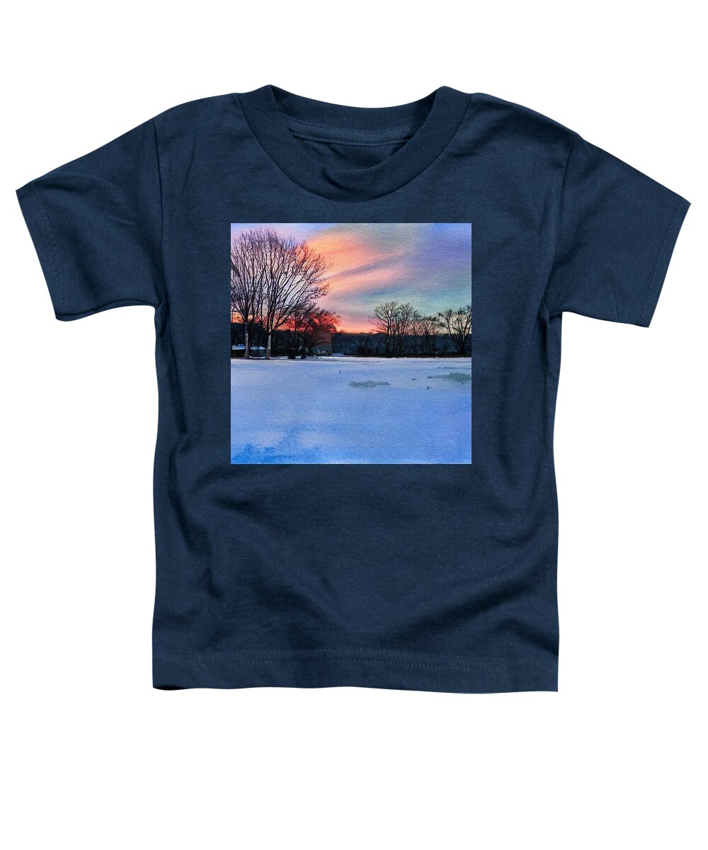 Pequannock Toddler T-Shirt featuring the painting Back Forty at Pompton by Christopher Lotito