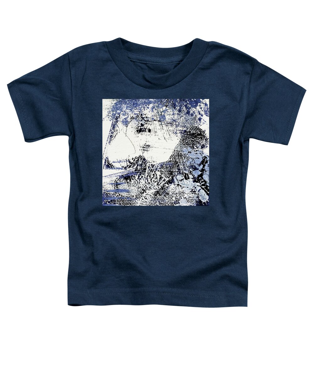 Indigo Toddler T-Shirt featuring the painting BANYAN TREE Indigo Blue and White Abstract by Lynnie Lang