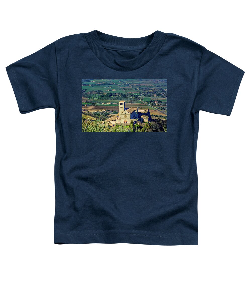 Assisi Toddler T-Shirt featuring the photograph Basilica of St. Francis on a Spring Morning by Marcy Wielfaert