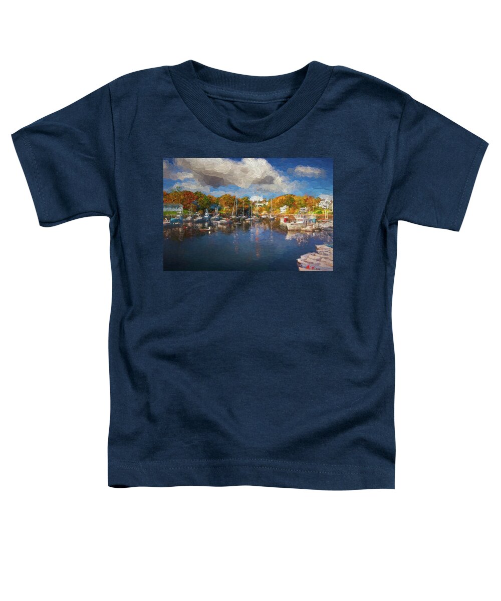 Maine Toddler T-Shirt featuring the digital art Boats in Maine II by Jon Glaser