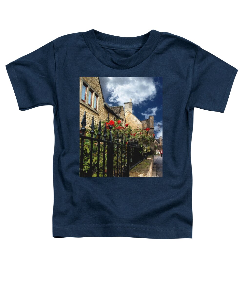 Bourton-on-the-water Toddler T-Shirt featuring the photograph Bourton Red Roses by Brian Watt