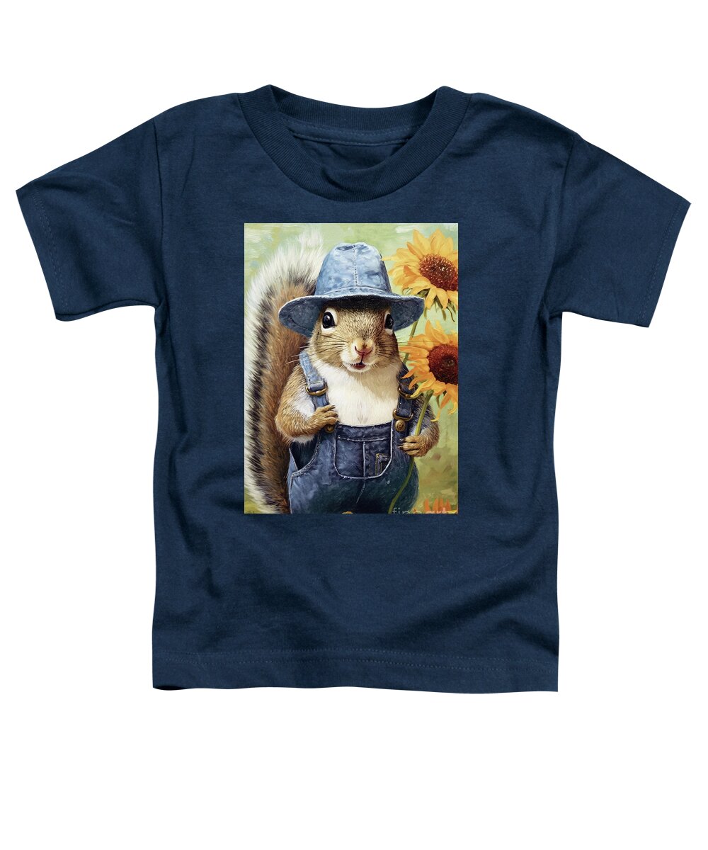 Squirrel Toddler T-Shirt featuring the painting Buster Blue Jeans by Tina LeCour