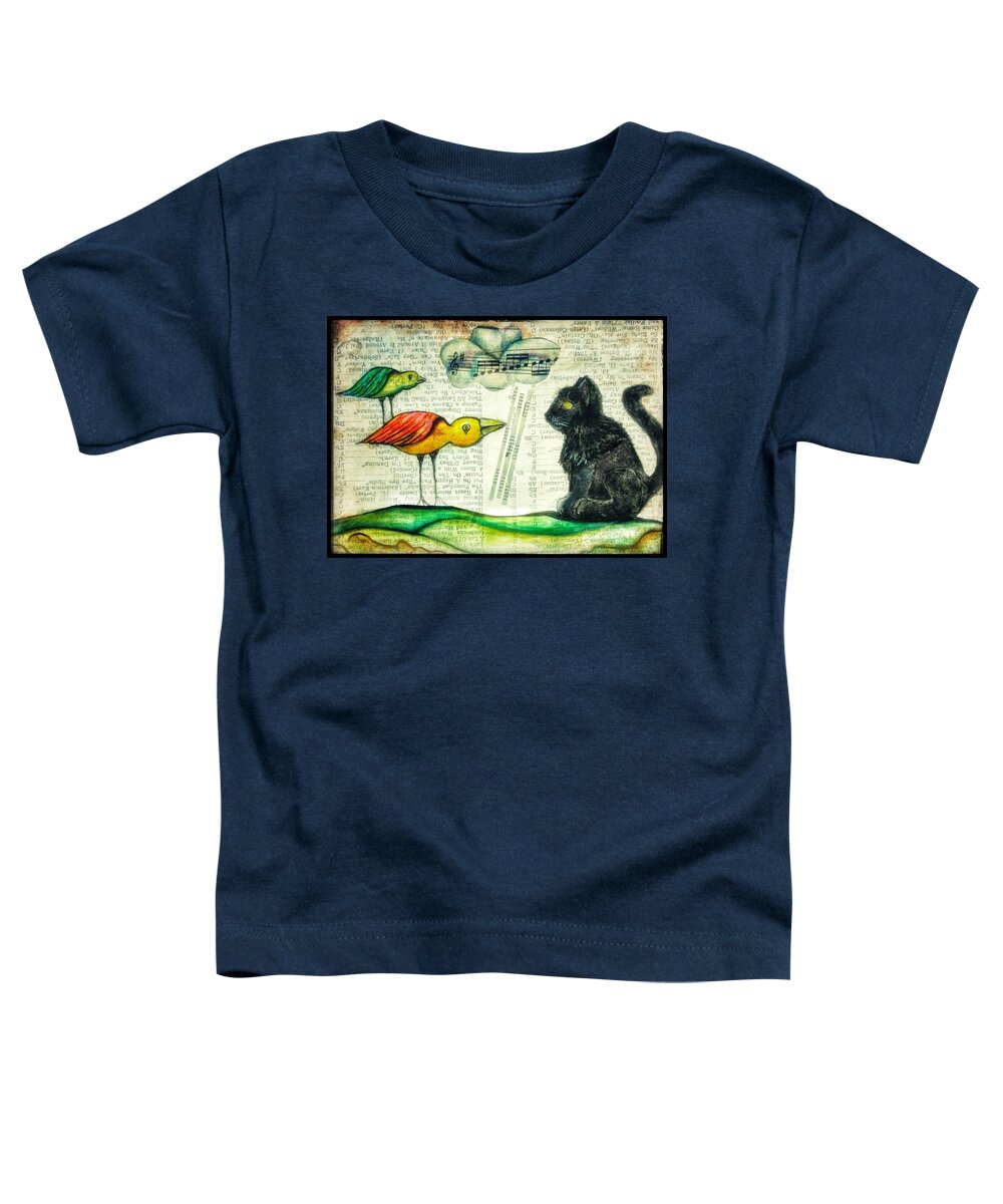 Birds Toddler T-Shirt featuring the digital art Cat Bird by Delight Worthyn